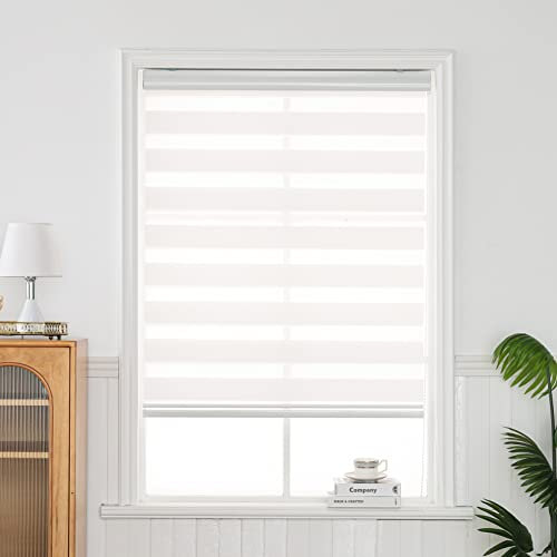 QiBoYuYe Day Night Blind Zebra Roller Blinds Blackout Window Curtain For Bedroom Door Windows Aluminium Cassette Translucent Vision Curtains (White Width 90cm X Height 150 cm)
