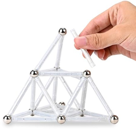 BANBBY 70 Stück Magnetspielzeug Aufgerüstet 58mm Bausticks Set für Kinder Magnetspiel (Silber)