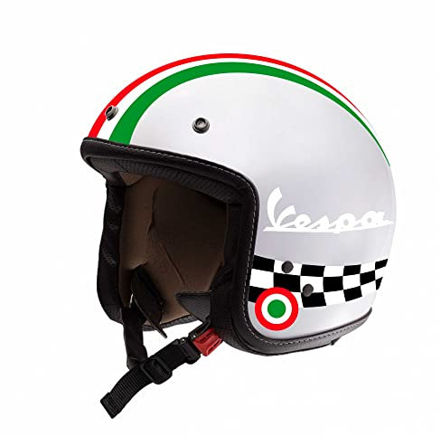 Aufkleber für Helmkit VESPA - Schwarz Rot Blau Gelb Orange Weiß - Italien Streifen Kreis Checkered Flag Helm HD GLOSSY VINYL (Weiß)