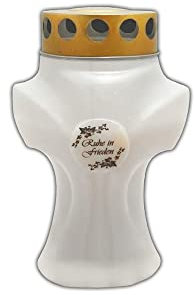 1 candela funerale a forma di croce, colore bianco, per cimitero