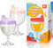 Irenare 2 Pcs Baby Wine Sippy Cup Plastic Goblet Cup No Spill Wine Glass Baby Sippy Goblet Glass Beverage Mug Milk Bottle with Lid for Kids (Pink,Purple)