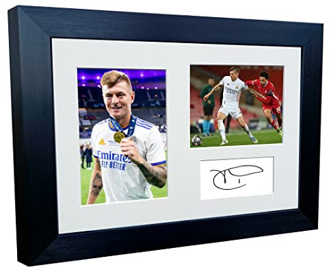 30,5 x 20,3 cm, A4 Toni Kroos 5 Times Champions League Winners Real Madrid signierter Fotorahmen, Fußball, Poster, Geschenk, dreifach