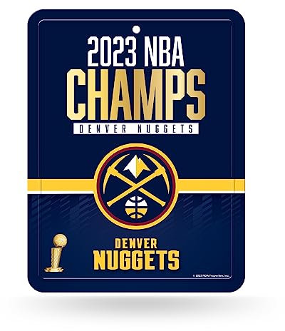 Rico Industries NBA Basketball Denver Nuggets 2023 NBA Champions 21,6 x 27,9 cm Kohlefaser-Metall-Parkplatzschild – ideal für Männerhöhle, Schlafzimmer, Büro, Heimdekoration