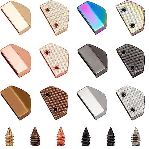 WADORN 12 Sets Metall-Gürtelschnallen-Endspitzen, 6 Farben 2.65 cm Gurtband-Reißverschlussspitzen, Riemen-Endkopf Mit Schrauben, Beutel-Reißverschluss, Dekorative Clip-Schnallen Für Heimwerker