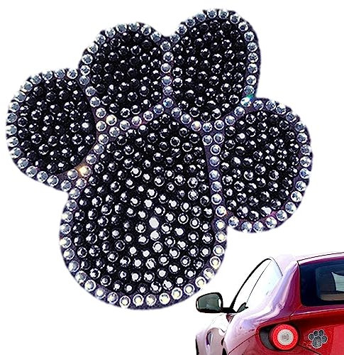 Facynde Pfotenabdruck Aufkleber - Wasserfeste Hundepfoten-Aufkleber mit glitzernden Strasssteinen,Hundepfoten-Autoaufkleber für Fenster, Stoßstange, Laptop, Gepäck, Wand