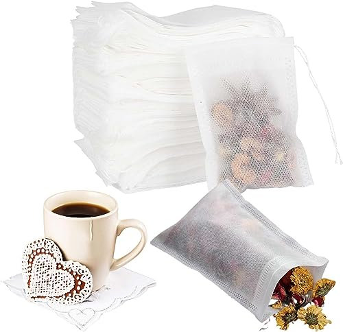 400 Stück Teebeutel für Losen Tee, 7 X 9cm Filterbeutel Tee, Teefilter Papier für Losen Tee Einweg mit Kordelzug, Teefilter Taschen für Duftender Tee, Für Gewürze,Vanille, Lavendel, Kaffee