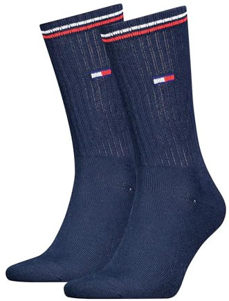 Tommy Hilfiger Crew Chaussettes, Bleu Marine, 43/46 (Lot de 2) Unisexe