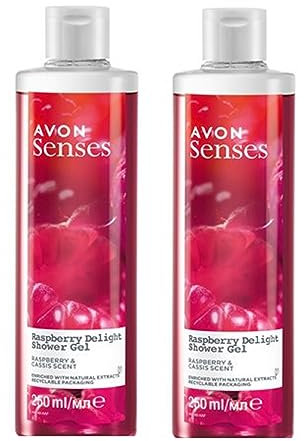 Pack of 2 Senses Raspberry Delight Shower Gel – Raspberry and Cassis fragrance – 2 x 250ml by Avon