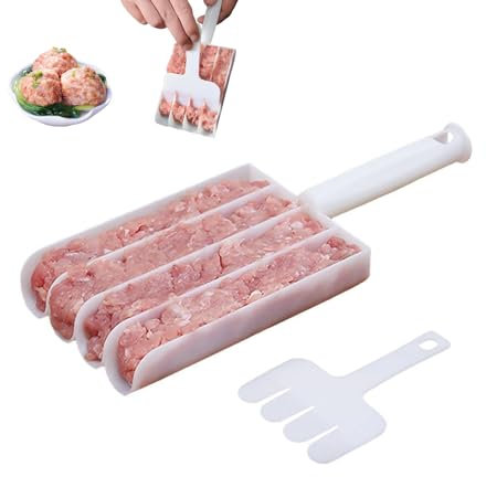 DRSUMLF Kitchen Quadruple Meatball Maker, Multifunktionaler Fleischbällchenlöffel mit Schneidspaten, Antihaft-Fleischbällchenmacher, DIY-Küchen-Kochwerkzeuge, für schnelles Cooping Keksteig oder