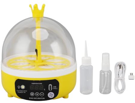 Mini-Ei-Inkubator mit Automatischer Temperatur- und Feuchtigkeitsregelung, 4 Eier Candler Geflügel-Brutmaschine für Hühner, Enten, Tauben, Schlüpfen (Automatisches Drehen)