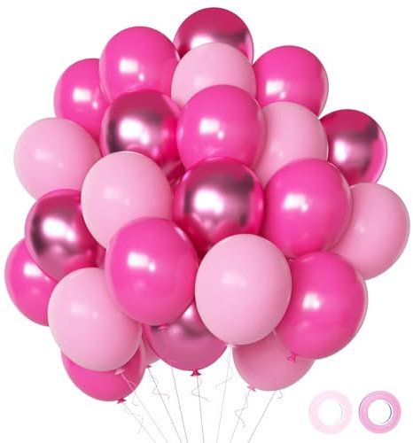 Luftballons Pink Rosa Sipeayan 50 Stück 12 zoll Luftballons Metallic Pink Latex Ballons Fuchsia Magenta Baby Rosa Balloons für Mädchen Frauen Geburtstag Valentinstag Muttertag Hochzeit Babyparty Deko