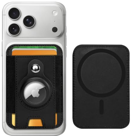 PureGear Mag AirTag Wallet Magnetische Brieftasche mit schützender AirTag-Halterung für iPhone 16/15/14/13/12 Serie, MagSafe kompatibel, hält bis zu 8 Karten, Slim Minimalistisch, AirTag nicht
