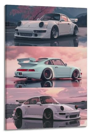 FYRCO 911 930 RWB Klassisches Rennauto-Kunstwerk, dekoratives Gemälde, Leinwand-Poster, 20 x 30 cm