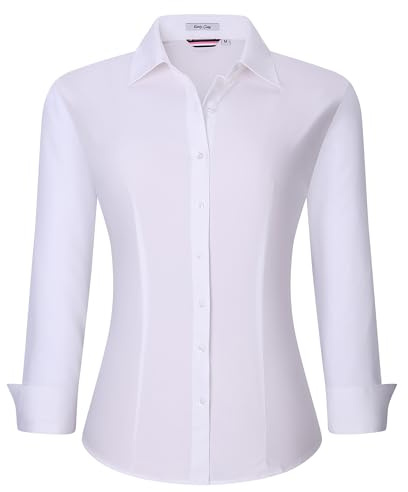 Alex Vando Women's Long Sleeve Dress Shirt Wrinkle Free Stretch Casual Work Blouse Tops