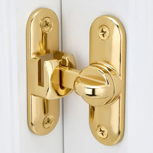 Wocoe Gold Flip Barn Door Lock - 90/180 Degree Adjustable Privacy Security Latch - Elegant Gate Latch Hardware for Barn Doors, Windows, Gardens, Cabinets, Bathrooms, and Sliding Doors