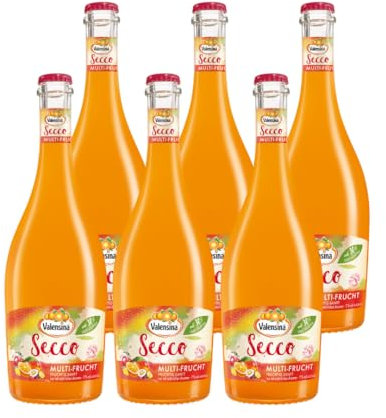 VALENSINA - Secco Multi-Frucht | Prickelnder Fruchtwein-Secco mit erfrischender Kohlensäure, perfekt als Aperitif oder Cocktail. Inhalt: 6x 0,75l und 7% vol.