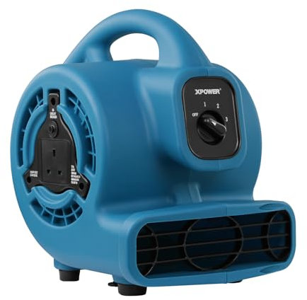 XPower P-80A Mighty Centrifugal Air Mover, Carpet Dryer, Floor Fan, Blower, Stackable, Daisy Chain, for Water Damage Restoration, Janitorial, Plumbing, Home Use