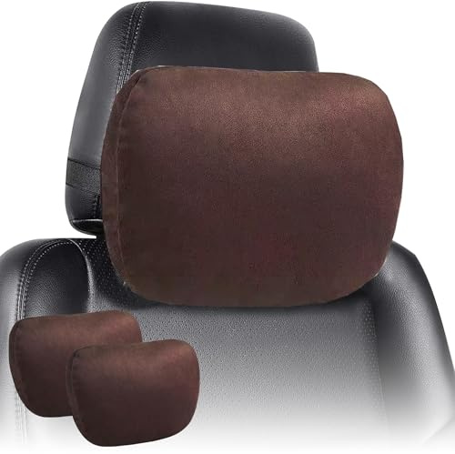 2x Cojín Reposacabezas Coche.Almohada Cervical para Asiento del Auto. Soporte de Cuello para Respaldo del Coche. Cojín para Conductor, Transpirable, Cómodo, Ajustable. Almohada para Viaje en Coche.