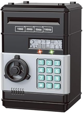 Tirelire automatique Mini coffre-fort pour pièces de monnaie, billets de passe, code de passe, serrure à clé, tirelire ATM