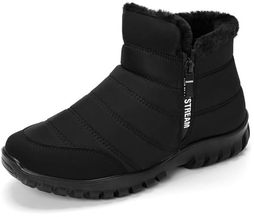 CHDDHX Stivali Uomo Invernali Impermeabili Stivali da Neve Doposci Stivaletti Fodera Pelliccia Calda Dopo Sci Scarpe da Trekking Nero 43