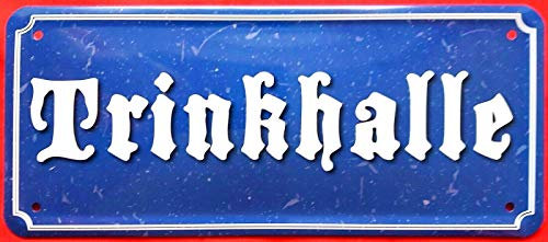 DekoDrom® Blechschild 28x12 cm TRINKHALLE Straßenschild Wand Deko Bar Kneipe Lokal Eckkneipe Kiosk Bier Schnaps Wein Alkohol 008