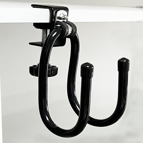 Pmsanzay Desk Mount Bag Holder Hook Under Counter Clamp-On Backpack Hanger Heavy Duty Purse Hook Table Handbag Hanger Portable Various Heavy Items Desk Hook - Reduce Desk Clutter