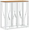HEFZGDB Konsolentisch Silbern Edelstahl und Massivholz Akazie Coffee Table Living Room Beistelltisch Couch Couchtisch Klein Beistelltische für Balkon Schlafzimmer Arbeitszimmer Speisesaal