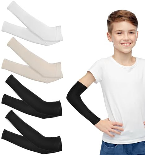 4 Paia Manicotti Pallavolo Ragazza Manicotto Braccio Manicotti Anti-UV in Nylon per Bambini Traspiranti Maniche Rinfrescanti Estivi in ​​Seta di Ghiaccio Anti-UV per Ragazzi Ragazze e Adolescenti
