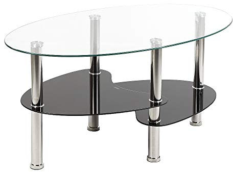XANNI Table Basse en Verre Trempé, Style Moderne, Façon Marbre, pour Salon, Chambre, Café, Bureau