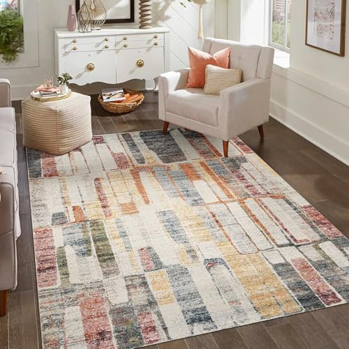 Aress Washable Low Pile Living Room Area Rug, Multi Colour, 160x230cm