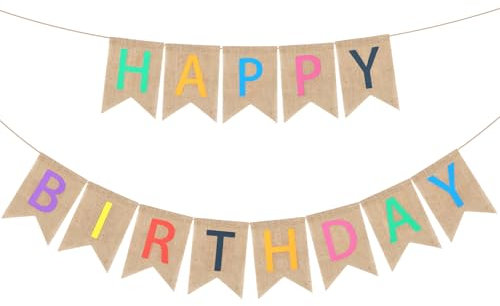 Guirnalda Happy Birthday, Pancarta Feliz Cumpleaños de Yute, Decoración de Cumpleaños