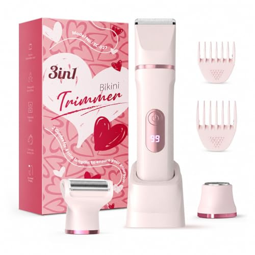 Bikini-Trimmer für Frauen – schmerzfreie elektrische rosa-weiß