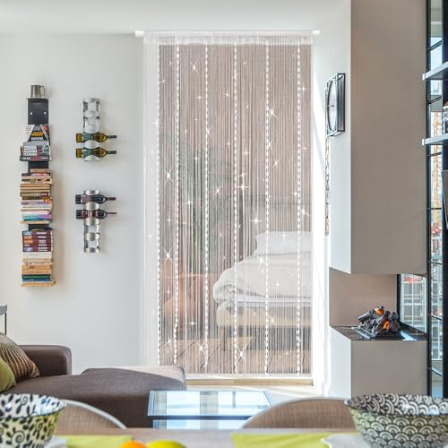 HYSENM Fadenvorhang Türvorhang Fäden 100 x 200cm Fadengardine für Türen, Wohnzimmer, als Raumteiler oder Dekoration