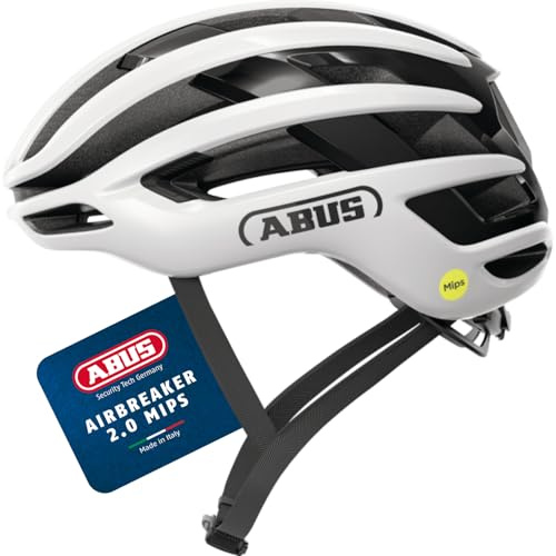 ABUS AirBreaker 2.0 MIPS Lightweight Road Cycling Helmet, Shiny White, L