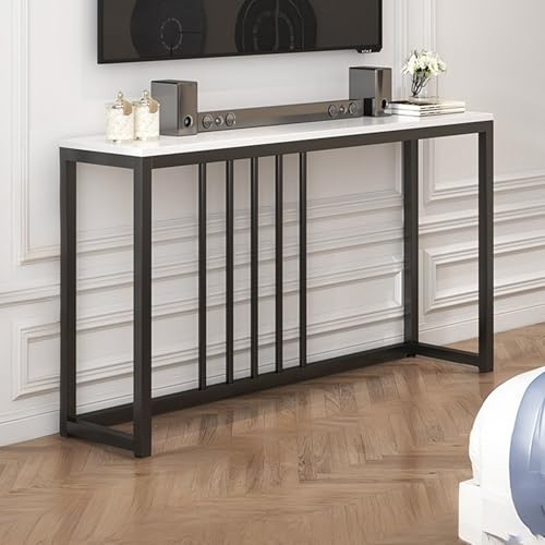 Meuble TV haut, table console étroite, table console en pierre, table d'entrée industrielle pour entrée, couloir, salon, foyer, couloir, bureau
