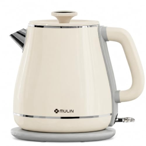 MULIN Bollitore Vintage, Bollitore Elettrico con Base a 360°, Capacità 1.8 L,2200W,ebollizione rapida, Spegnimento Automatico, Acciaio Inossidabile