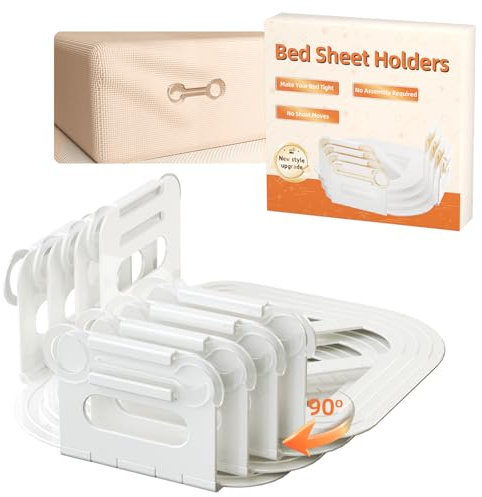 Jzla pro Bed Sheet Holder, Heavy Duty Fitted Sheet Straps, Set of 4 White