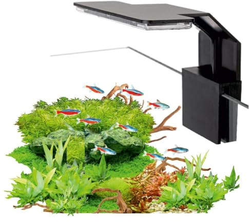 HAPPET Mini Aquarium LED Lampe 6W Schwarz – AquaLED Mini Black Aquarium LED Beleuchtung 700 lm, Nano Aquariumlampe mit Pflanzenlicht für Cube Aquarium, Garnelenbecken und Aquarien 20–30 cm