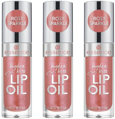 essence hydra kiss LIP OIL, Lipgloss, Nr. 11, Pink, feuchtigkeitsspendend, pflegend, mit Ölen, glänzend, vegan, ohne Parabene, ohne Mikroplastikpartikel, Nanopartikel frei, 3er Pack (3x4ml)