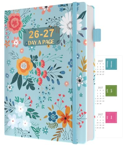 Sailingvan Academic Diary 2026-2027 Page A Day A5, July 2026 - June 2027, 26/27 Mid Year Diary with Calendar Stickers Tabs, 80-gsm Paper, 2 Bookmarks, Pocket for Teachers, Students