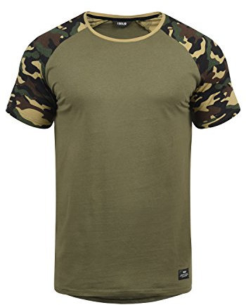 Solid SDCahil Herren T-Shirt Kurzarm Shirt mit Rundhals-Ausschnitt Camouflage-Muster Baumwollmischung Regular fit, Größe:M, Farbe:Dusty Oliv (3784)