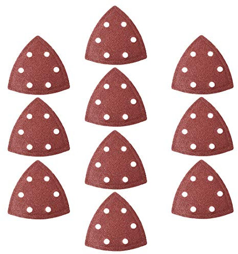 sourcing map Detail Sander Sandpaper, Triangular Sanding Paper, Hook and Loop Sanding Pads, Triangle Oscillating Multi Tool, 80 Grits 6 Holes, 10pcs