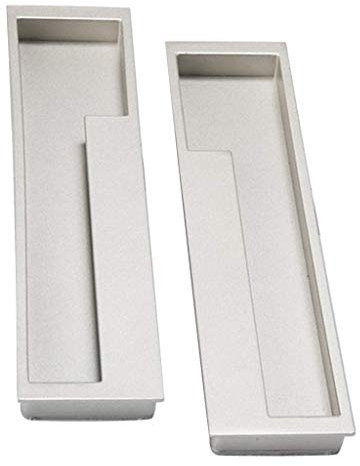 Tenlacum 1 Pair Heavy Duty Recessed Flush Pull Finger Insert Door Handle for Sliding Door, Cupboard, Drawer, Cabinets - Sand Silver (Sand Silver)