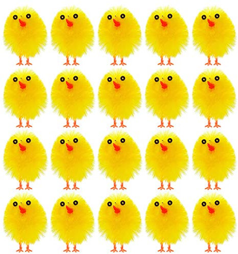 TUPARKA 20 Mini-Poussins de Pâques Mignon Jaune Poussin de Pâques Poussins de Pâques Tout Poulets Chenille de fête de Pâques, Oeufs de Pâques Couverture décorée