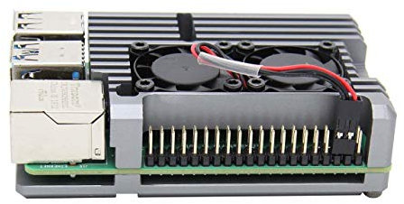 Digitalkey Armor Case for Raspberry Pi 4 with 2 Fans - Aluminium Dual Fan Cooling Case (Grey)