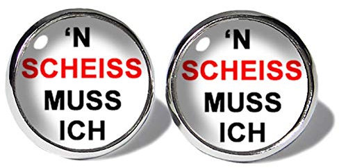 'N Scheiss muss ich Ohrstecker ABOUKI Unisex Damen Herren Kind Kinder Edelstahl Ohrschmuck mit lustigem Spruch-Motiv handgefertigte Ohrringe silber-farben