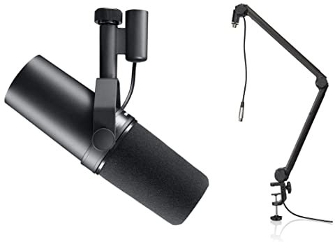 Shure SM7B Vocal Dynamic Microphone + Gator 3000 Boom Stand for Broadcast, Podcast & Recording, XLR Studio Mic for Music & Speech, Wide-Range Frequency, Warm & Smooth Sound, Detachable Windscreen