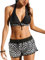 Tuopuda Maillot de Bain Femme 2 Pieces Tankini Maillots de Bain Taille Haute Bikini Ensemble Deux Pièces Swimwear Haut de Bikini avec Pantalon de Sport Réglable, A, XL