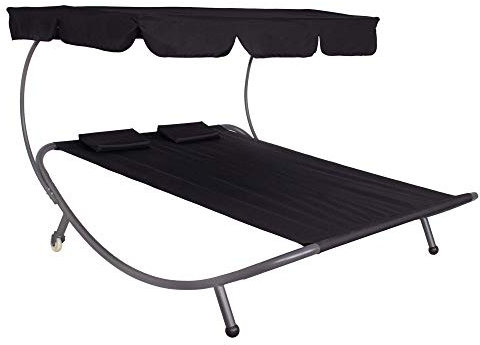 SPRINGOS Chaise Longue Double avec Toit pour 2 Personnes, Double Chaise Longue de Jardin 175x200x120 cm avec Toit pour Jardin ou Balcon