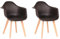 EGOONM 2er Set Esszimmerstühle Armlehne Retro Stuhl Holzbeinen Stuhl im Nordischen Stil-Schwarz